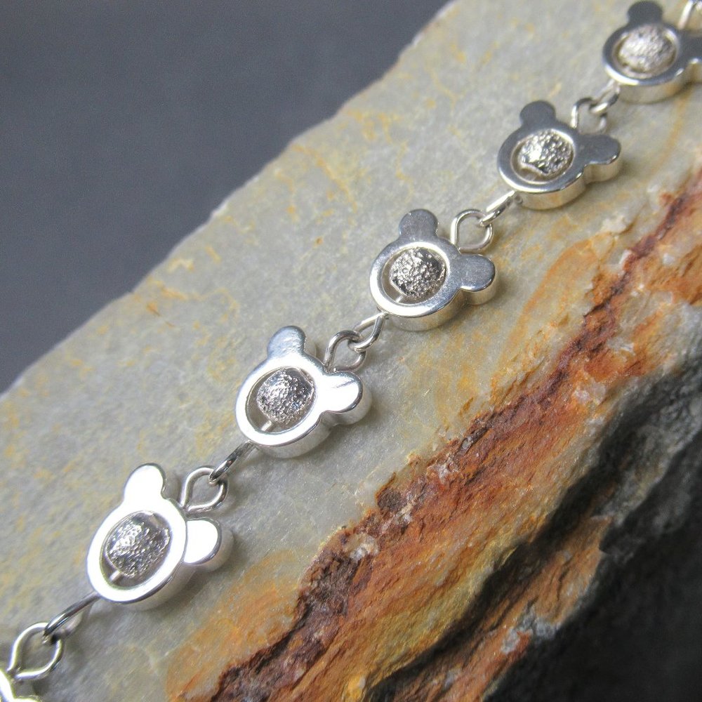 Stardust Teddy Bear Bracelet Sterling Silver Chain